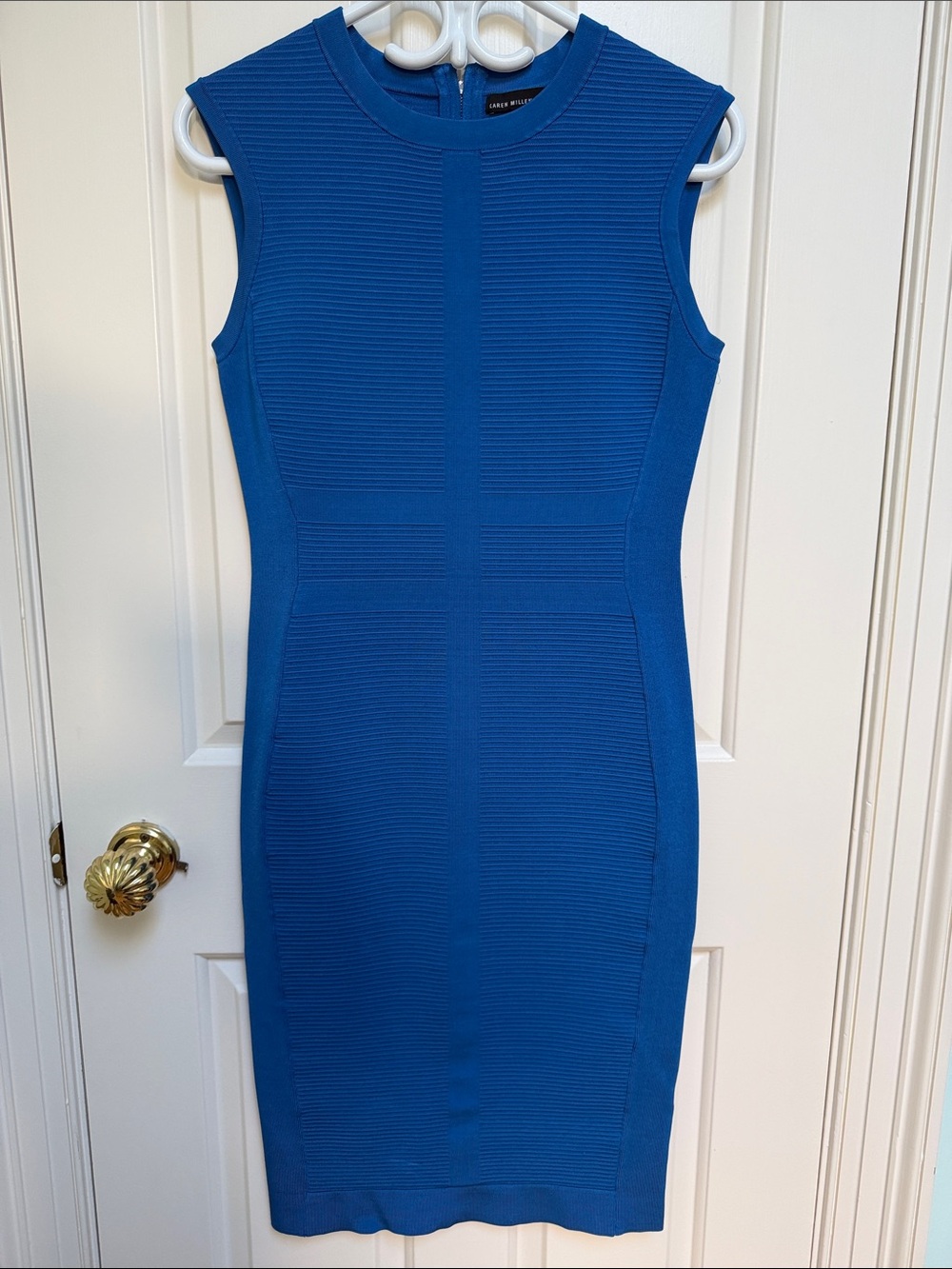 Karen Millen sz 3 (US 8-10) Royal Electric Blue Sleeveless Sheath Body Con Dress